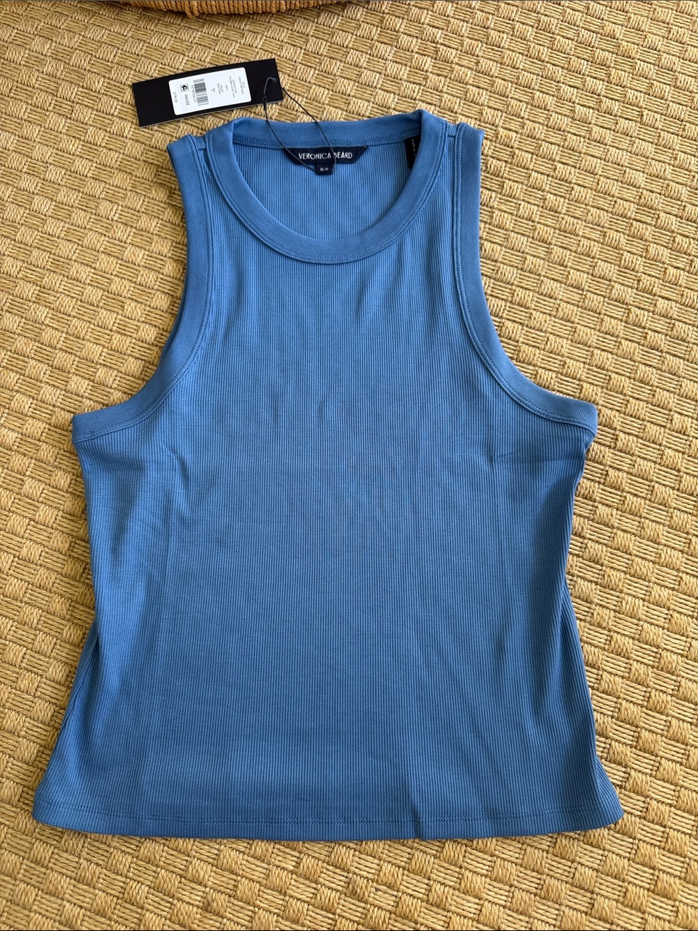 Veronica Beard Jordyn Blue Ribbed Tank Top NWT M